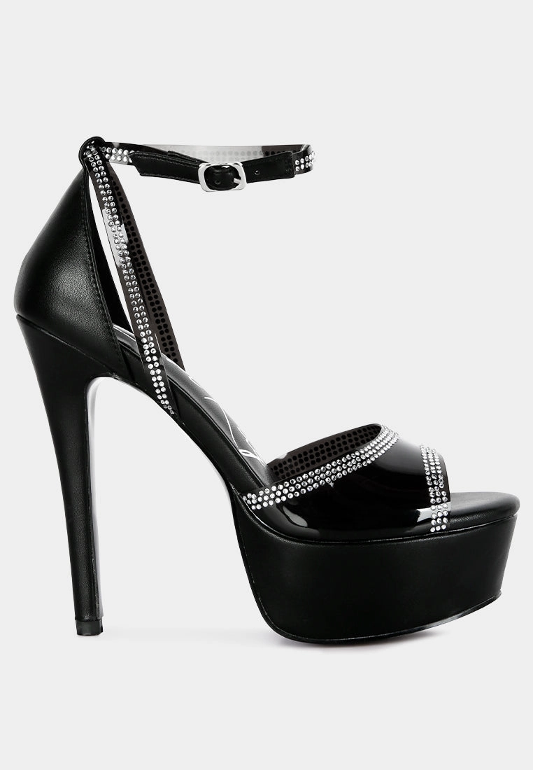 cinderella rhinestones embellished stiletto platform sandals High Heels With Spikes