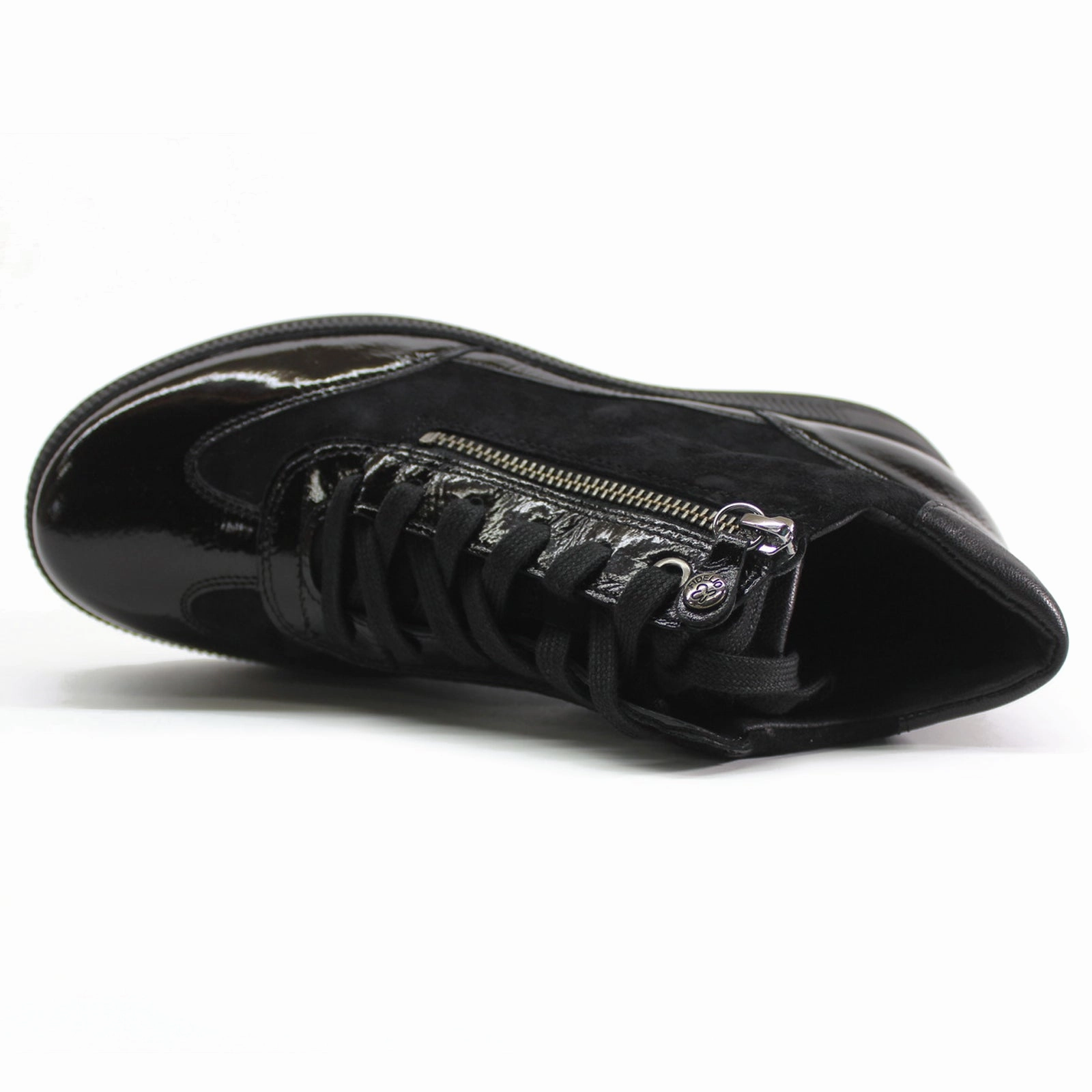 Split Suede Mid Heel Ankle Boots Fidelio Holy 576607 Leather Women's Lace Up Black Boots