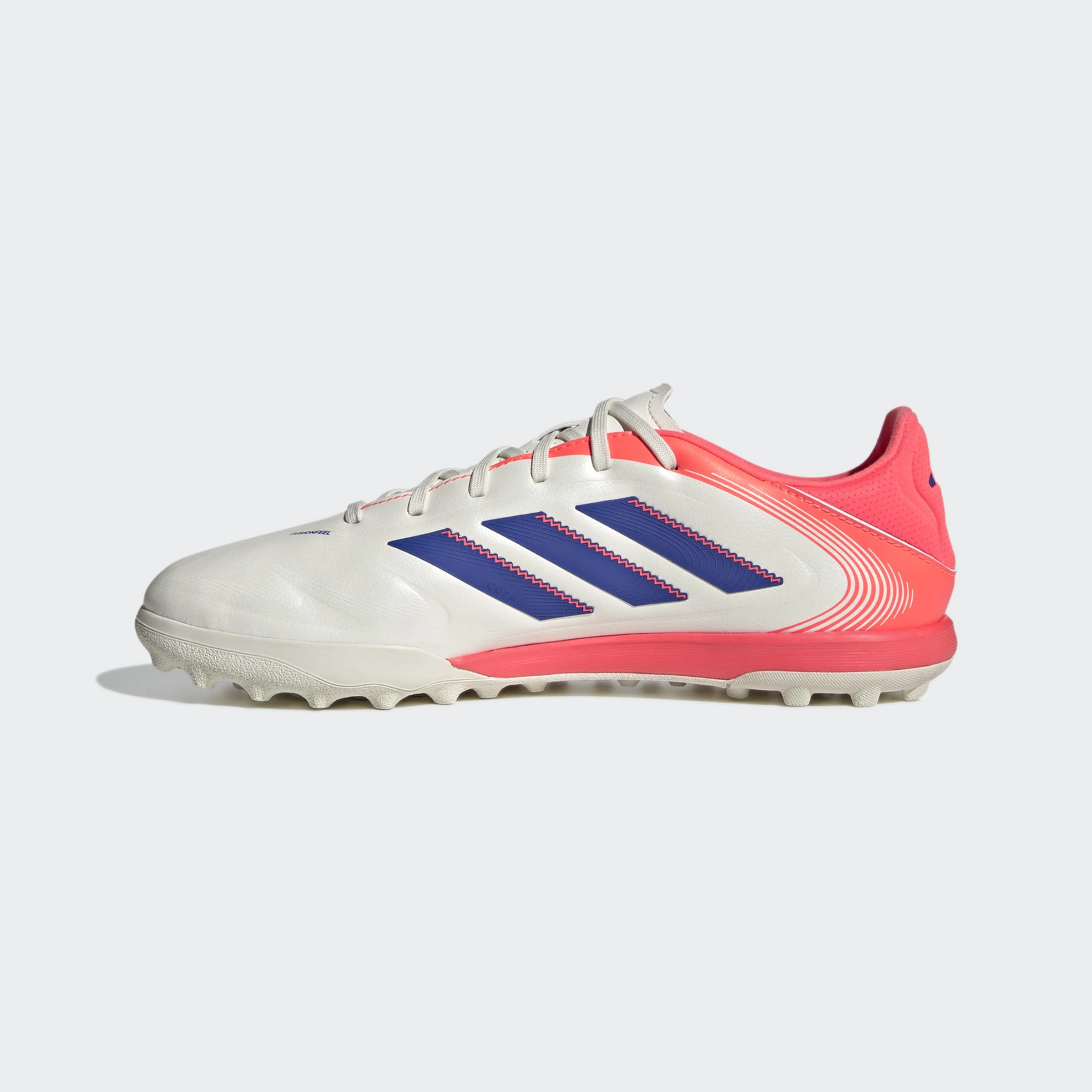 adidas Copa Pure III League TF Men's Soccer Cleats - White/Lucid Blue/Signal Coral Best Soccer Cleats For Ankle Support