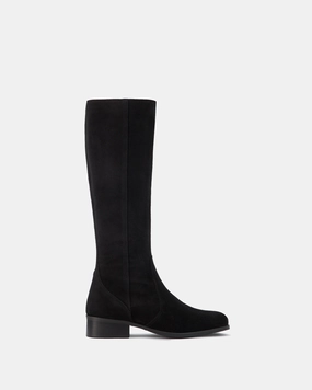 Haltham Tall Knee High Boots in Black Suede Vintage Style Knee High Boots