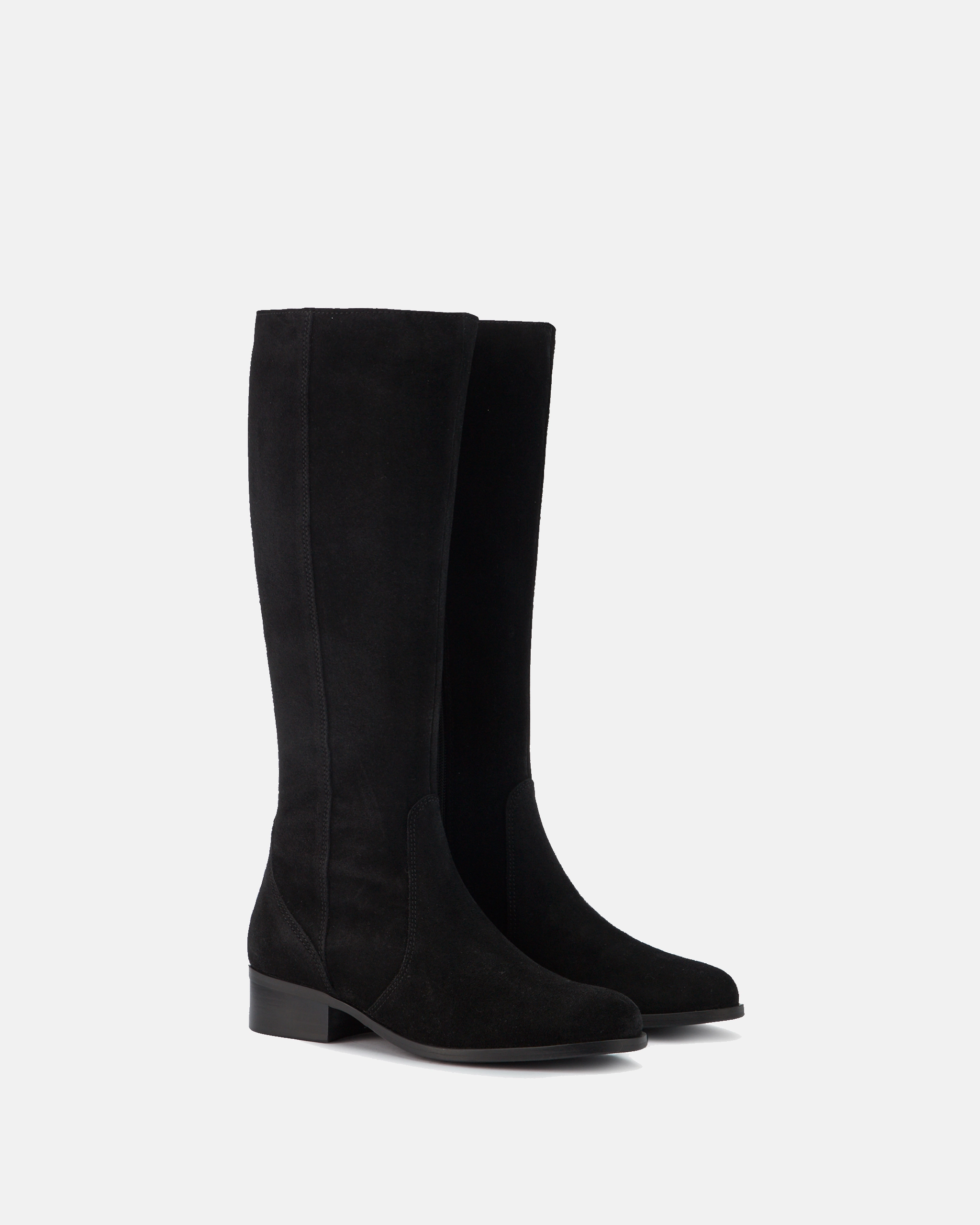 Haltham Tall Knee High Boots in Black Suede