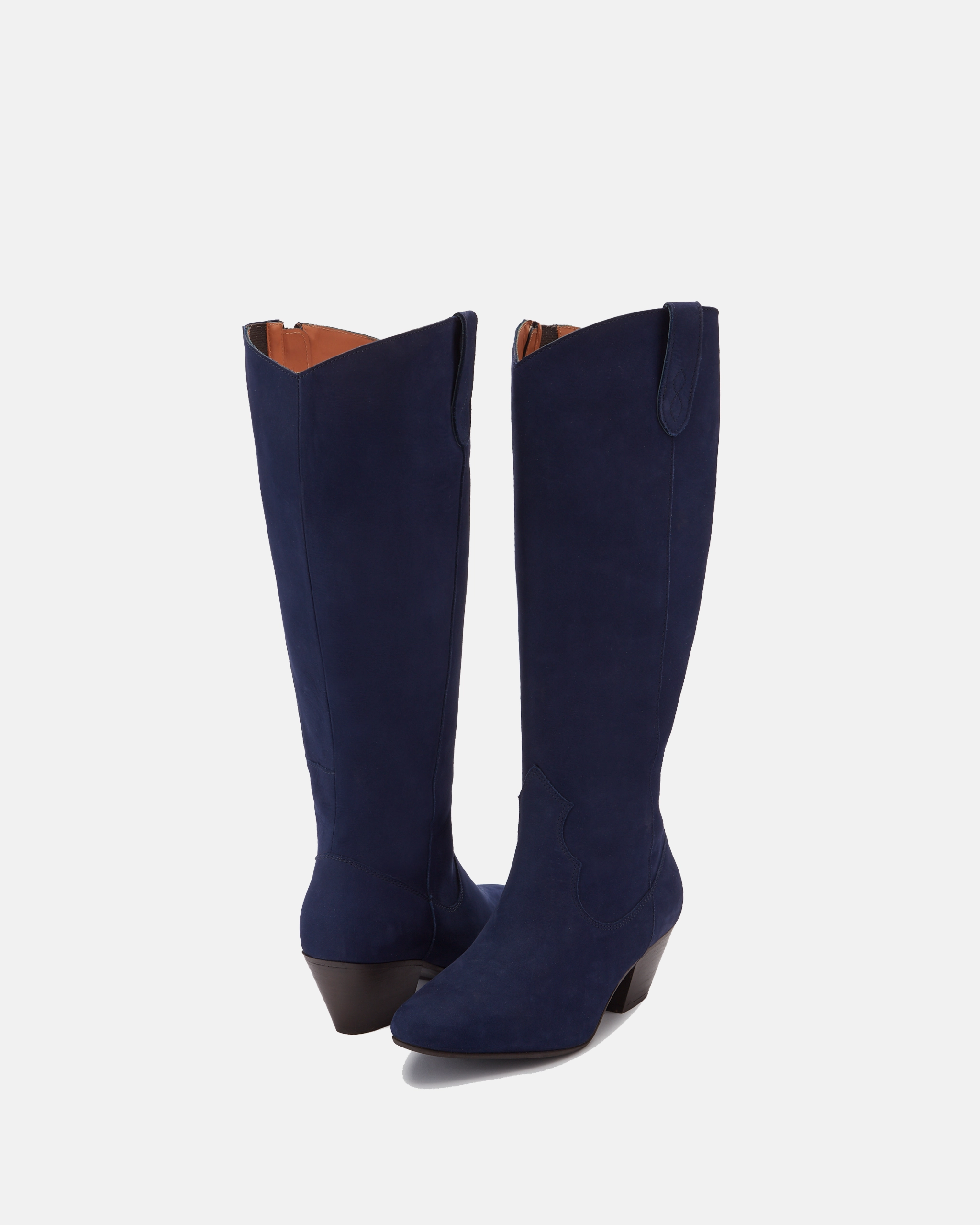 Saffron Knee High Boots in Navy Nubuck Leather Knee High Platform Boots Lamoda