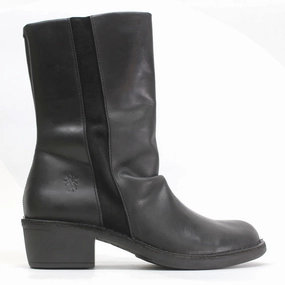 Owens Boots Fly London MECY092FLY Rug Oiled Suede Women's Mid Calf Black Black Boots