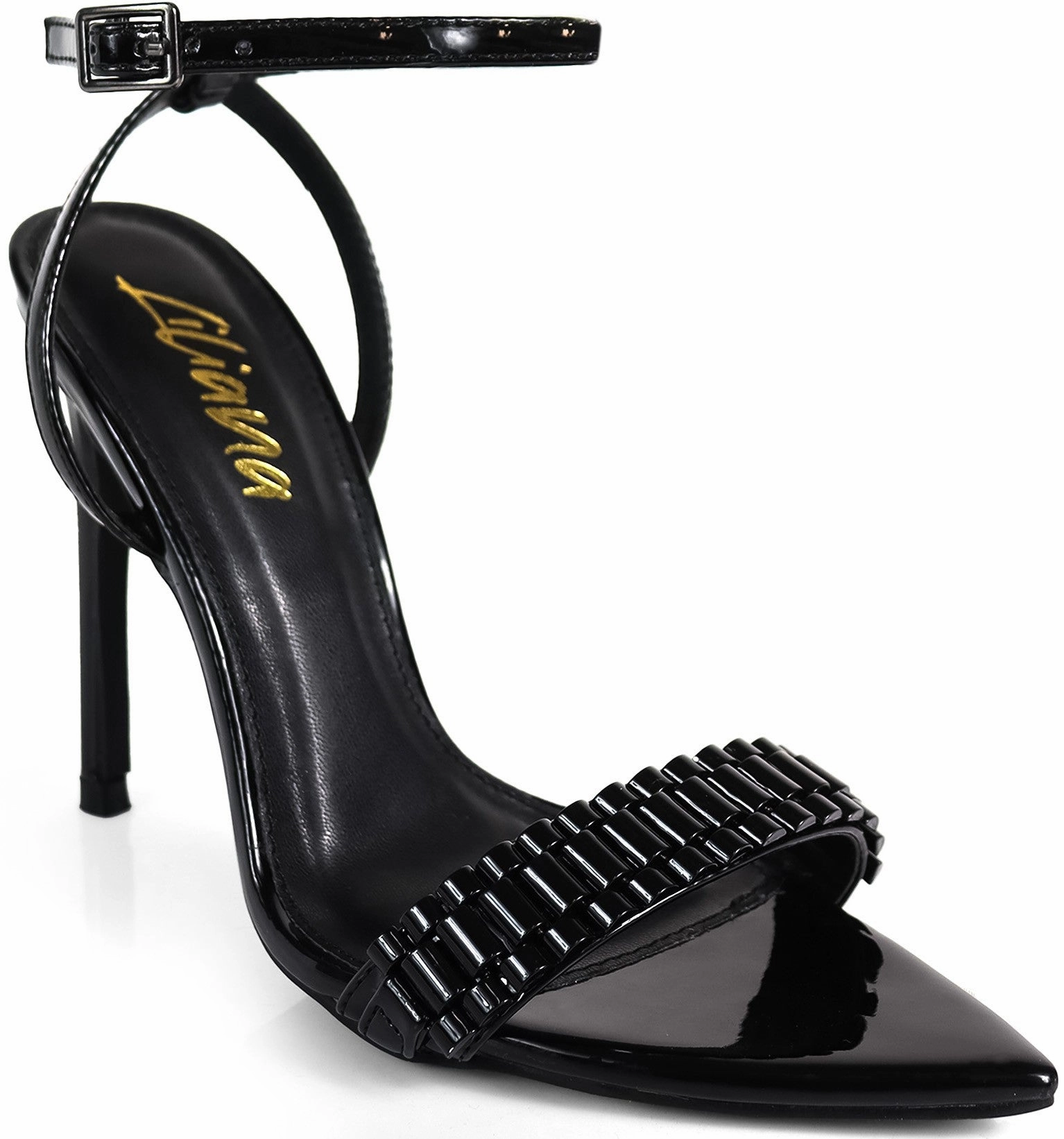 Metallic Pointy Toe Stiletto Heel Slingback Peep Toe High Heels