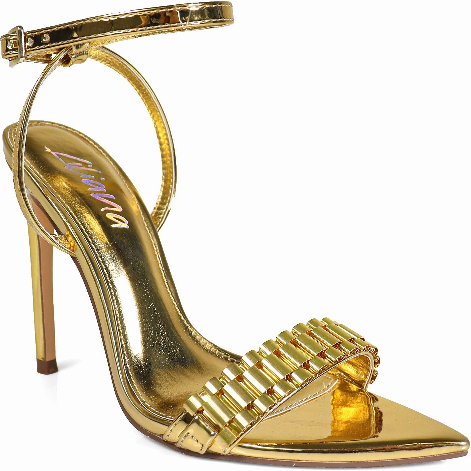 Metallic Pointy Toe Stiletto Heel Stretch High Heels