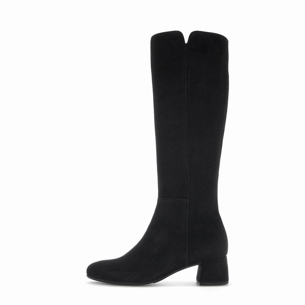 Suede Stiletto Knee High Boots Gabor 75.689.17 Ashby M Ladies Black Microsuede Suede Side Zip Knee High Boots