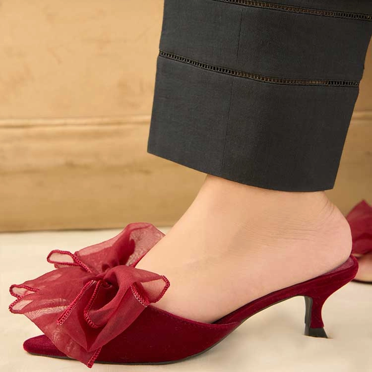 Glambow (Maroon) High Instep Heels