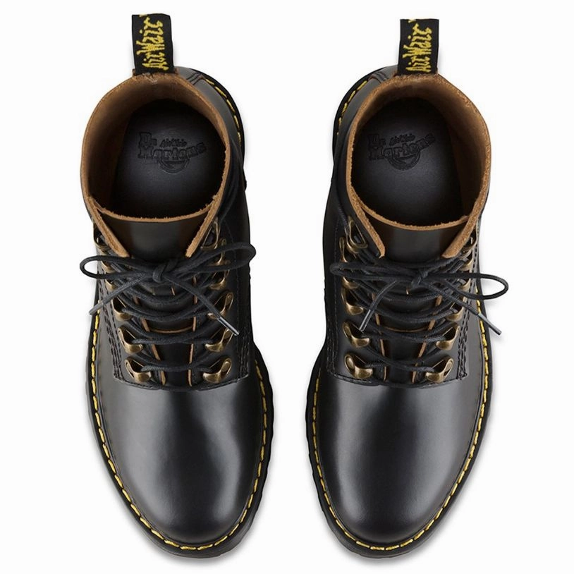 Dr. Martens Leona Smooth Leather Women's Block Heeled Boots Pointed Toe Stiletto Ankle Boots