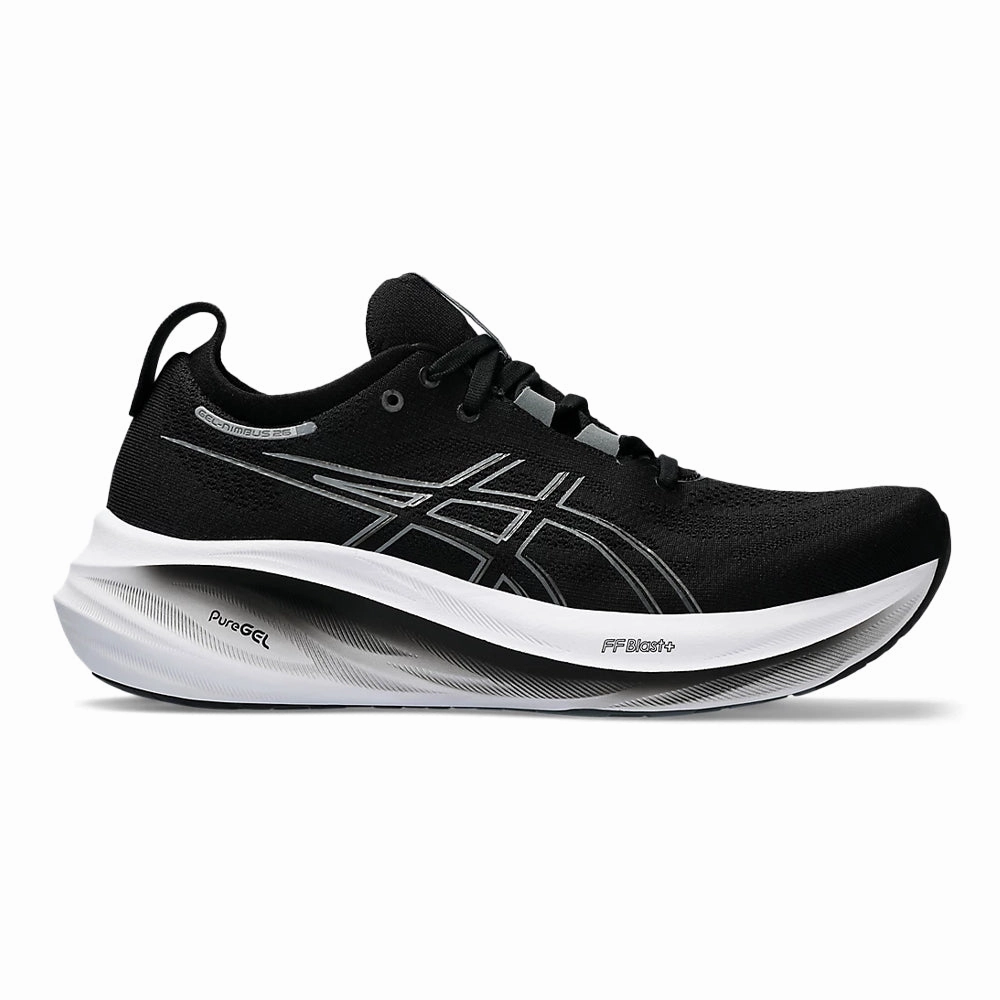 Asics Rocker Sole Shoes Men's Asics GEL-Nimbus 26, Black/Graphite Grey, 10 2E Wide