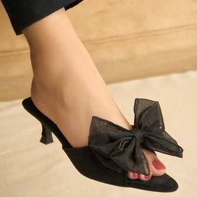 Glambow (Black) Patent Pointed High Heels