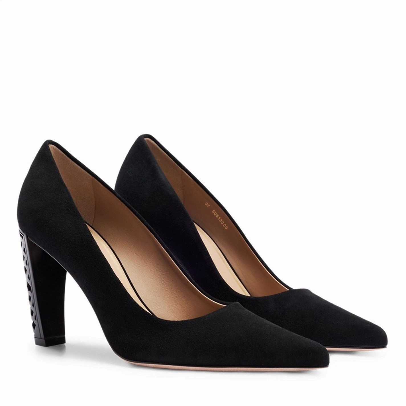 Boss  Boss Suede Monogram Heels Womens Black Insoles For Heels Shoes