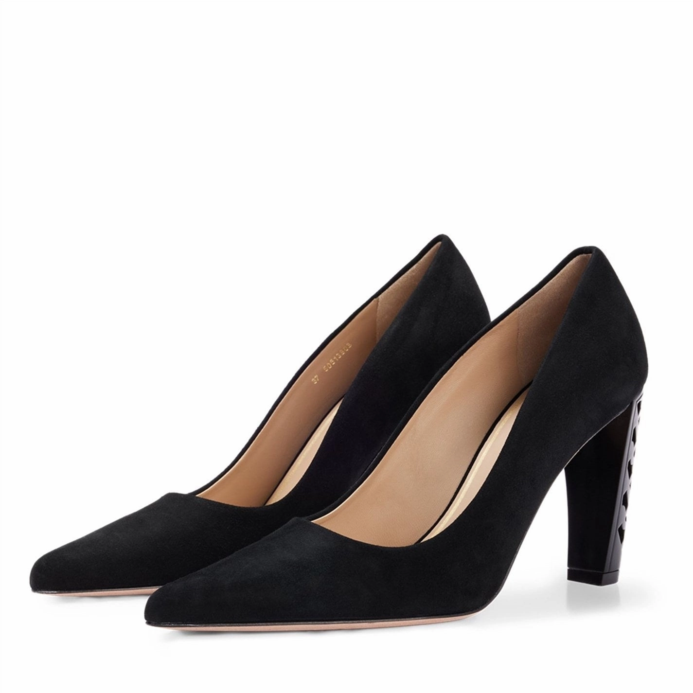 Boss  Boss Suede Monogram Heels Womens Black Lamarca Knee-high Block-heel Stretch Dress Boots