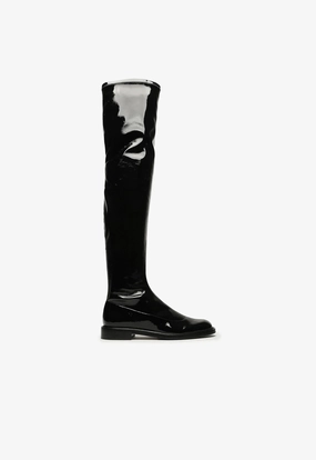 Diabetic Boots Kaolin Over the Knee Patent Leather  Boot