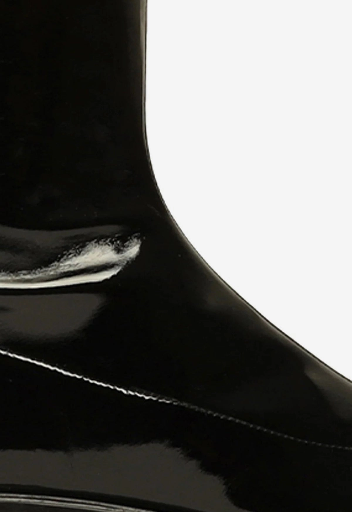 Ostrich Feather Boots Kaolin Over the Knee Patent Leather  Boot