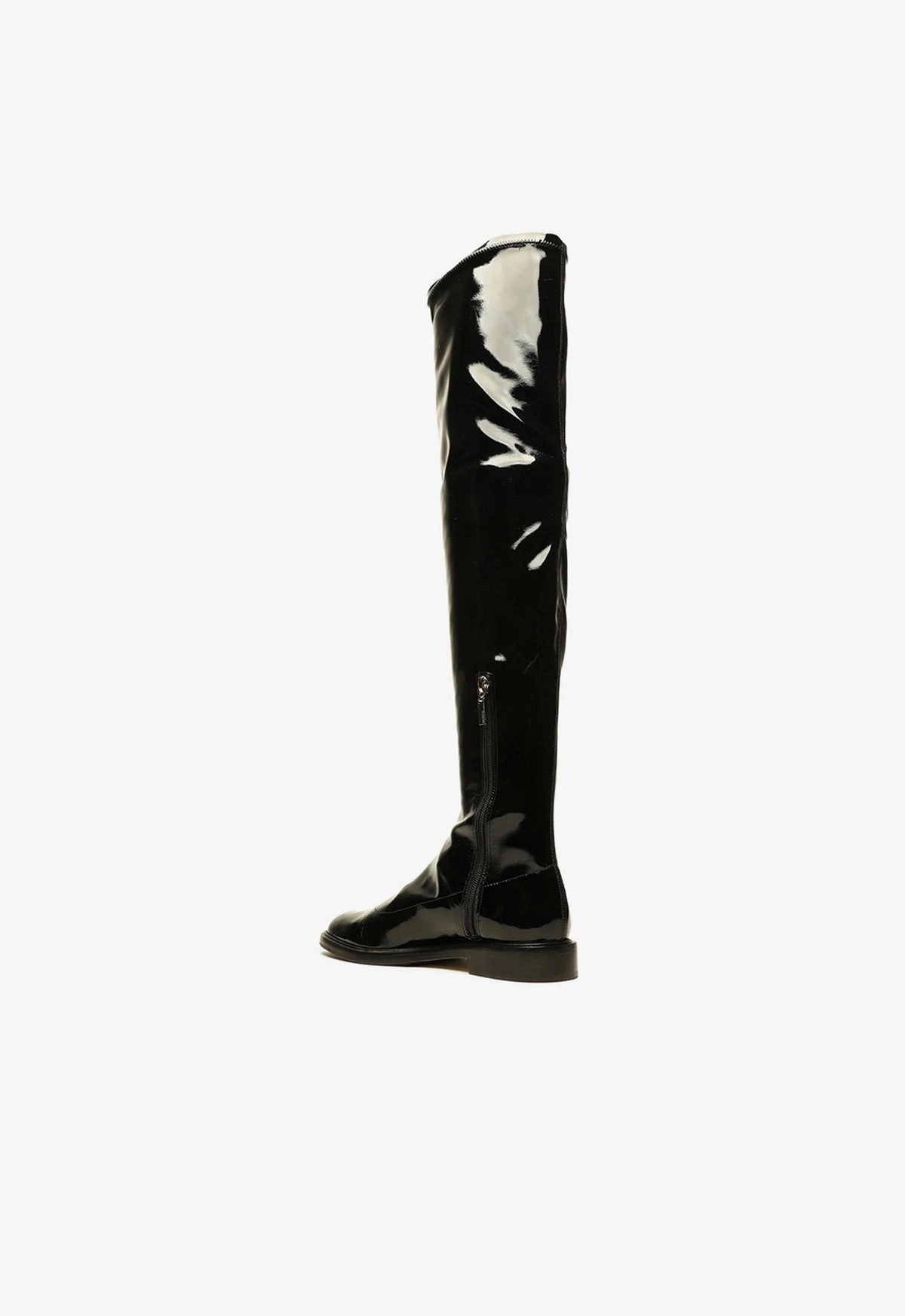 Kiltie Boots Kaolin Over the Knee Patent Leather  Boot