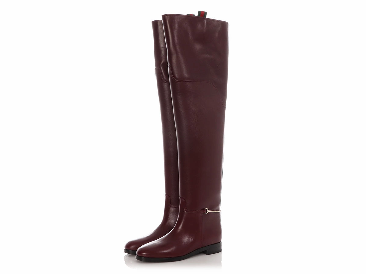 Irish Setter Boots Gucci Burgundy Leather Clive Over-The-Knee Boots