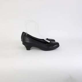 Crocs Black Leather Low Heels Rhinestone High Heel Pumps