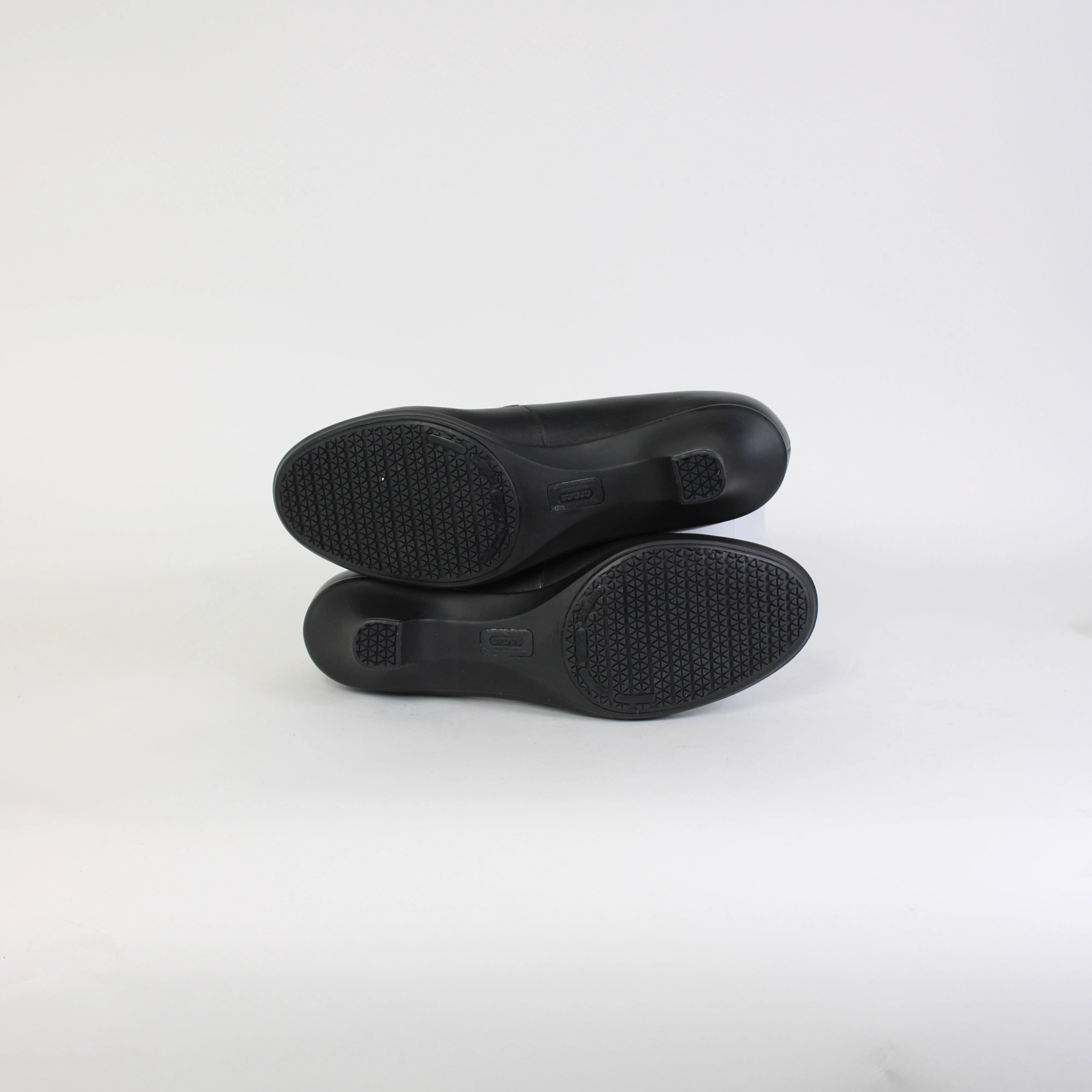 High Strappy Heels Crocs Black Leather Low Heels