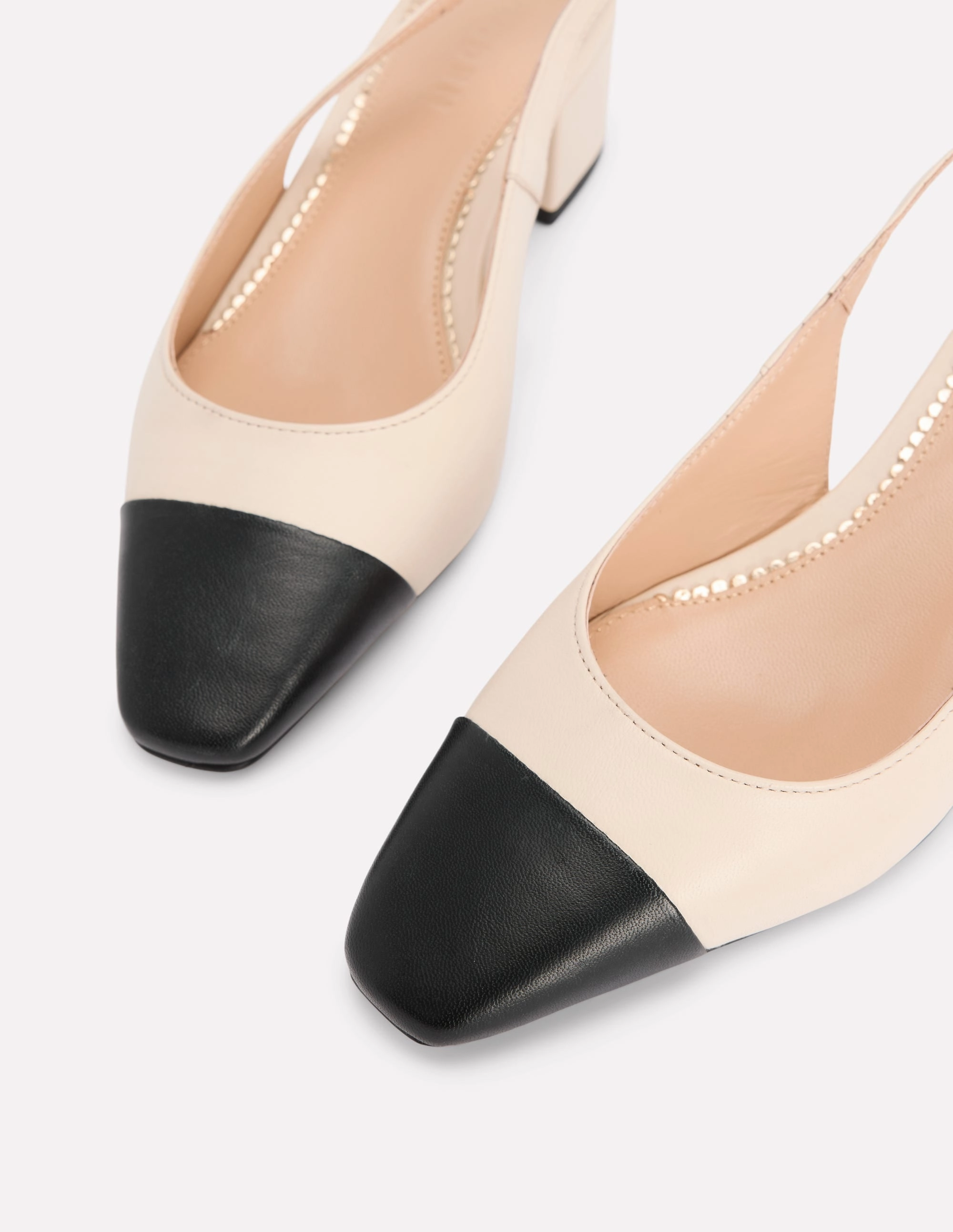 Flat Platform Derby Shoes Ailsa Block Heel Slingbacks-Ecru