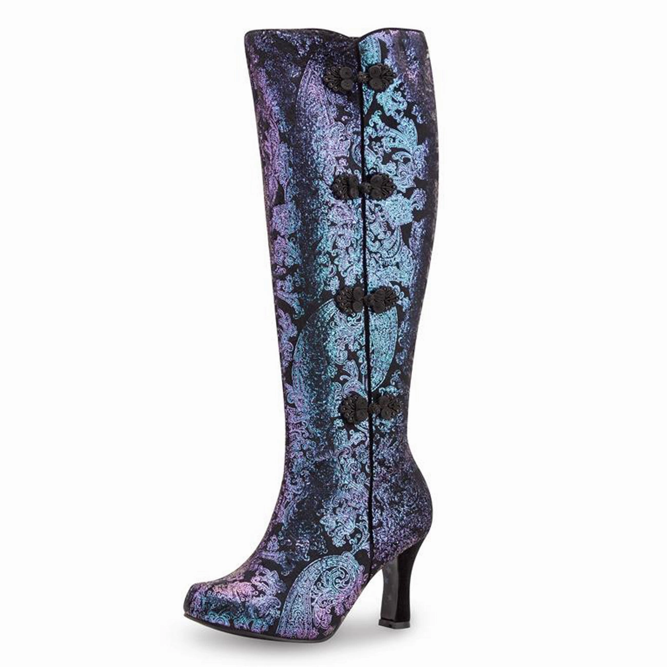 Knee-high Platform Boots Joe Browns Couture Knee High Spirit Boots  UK3-9 EU36-42 Black & Blue Shimmer