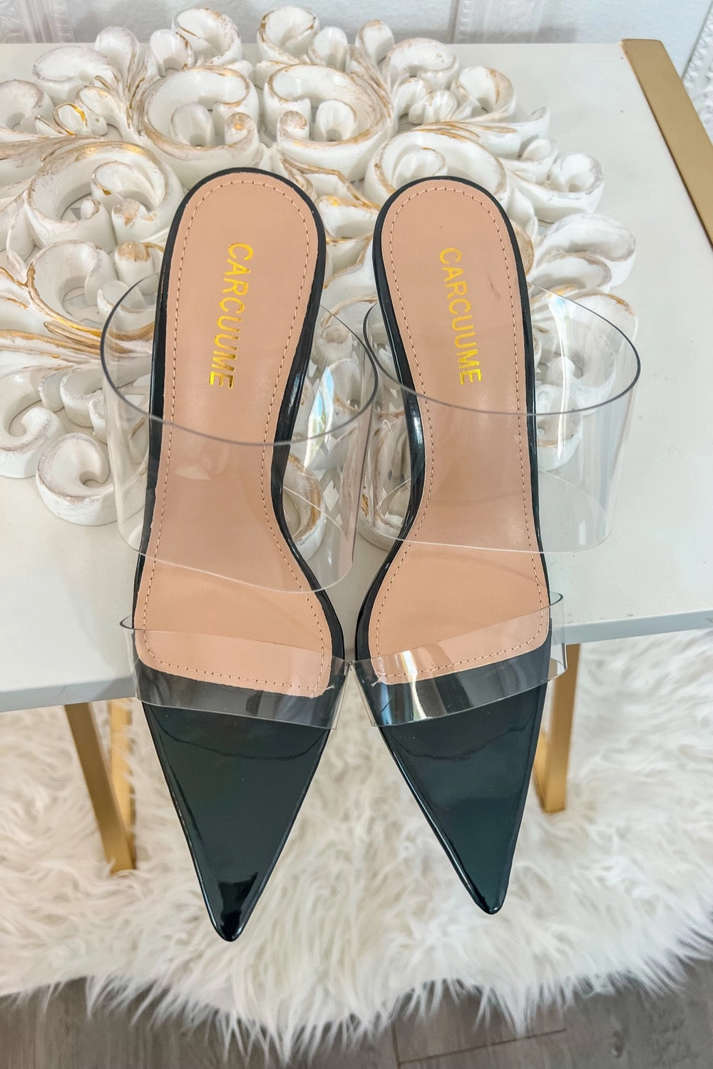 Double Clear Straps Pointy High Heels Foot Pads For High Heels