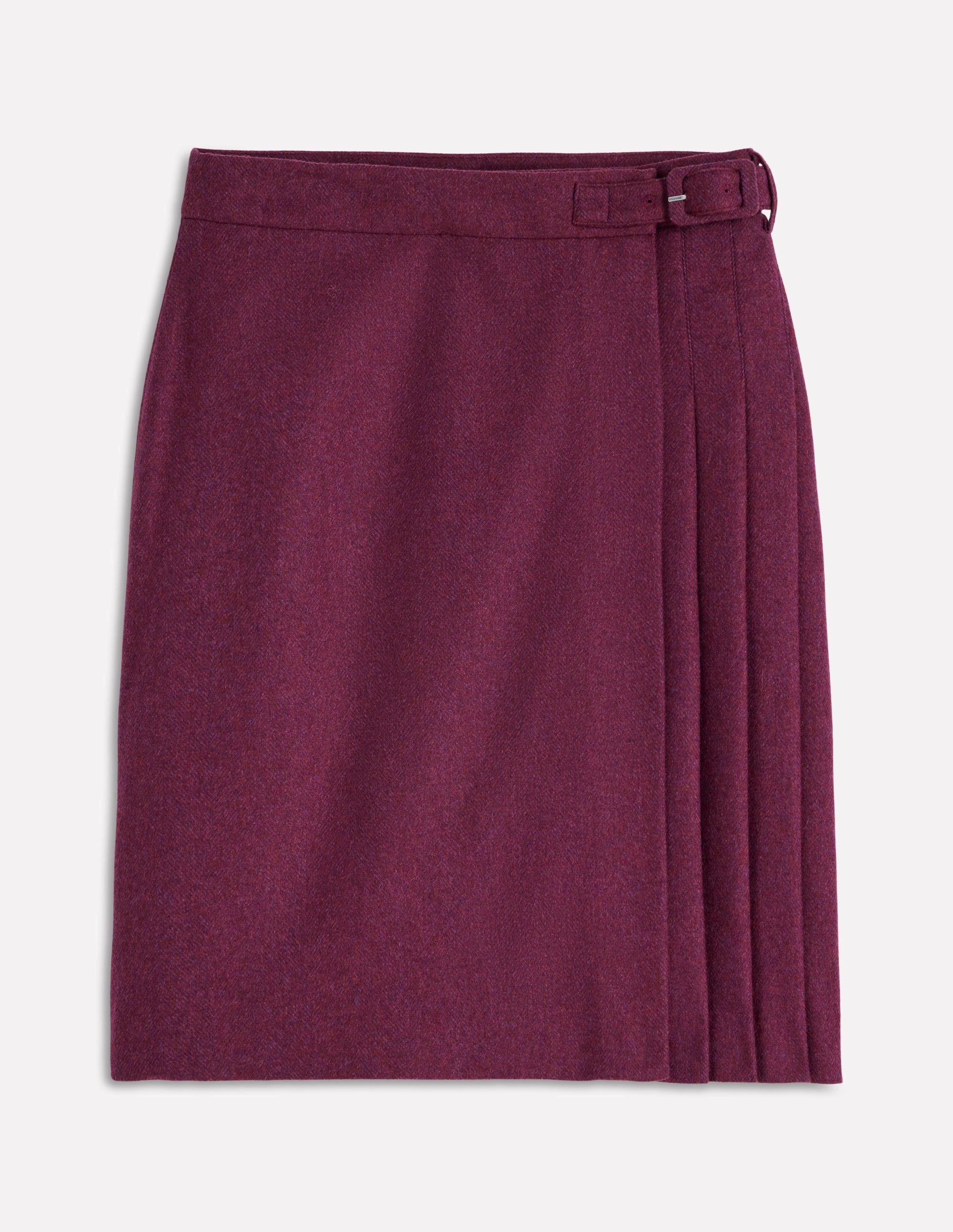 Holly Knee High Boots Helen Wool Kilt Skirt-Maroon and Purple Herringbone