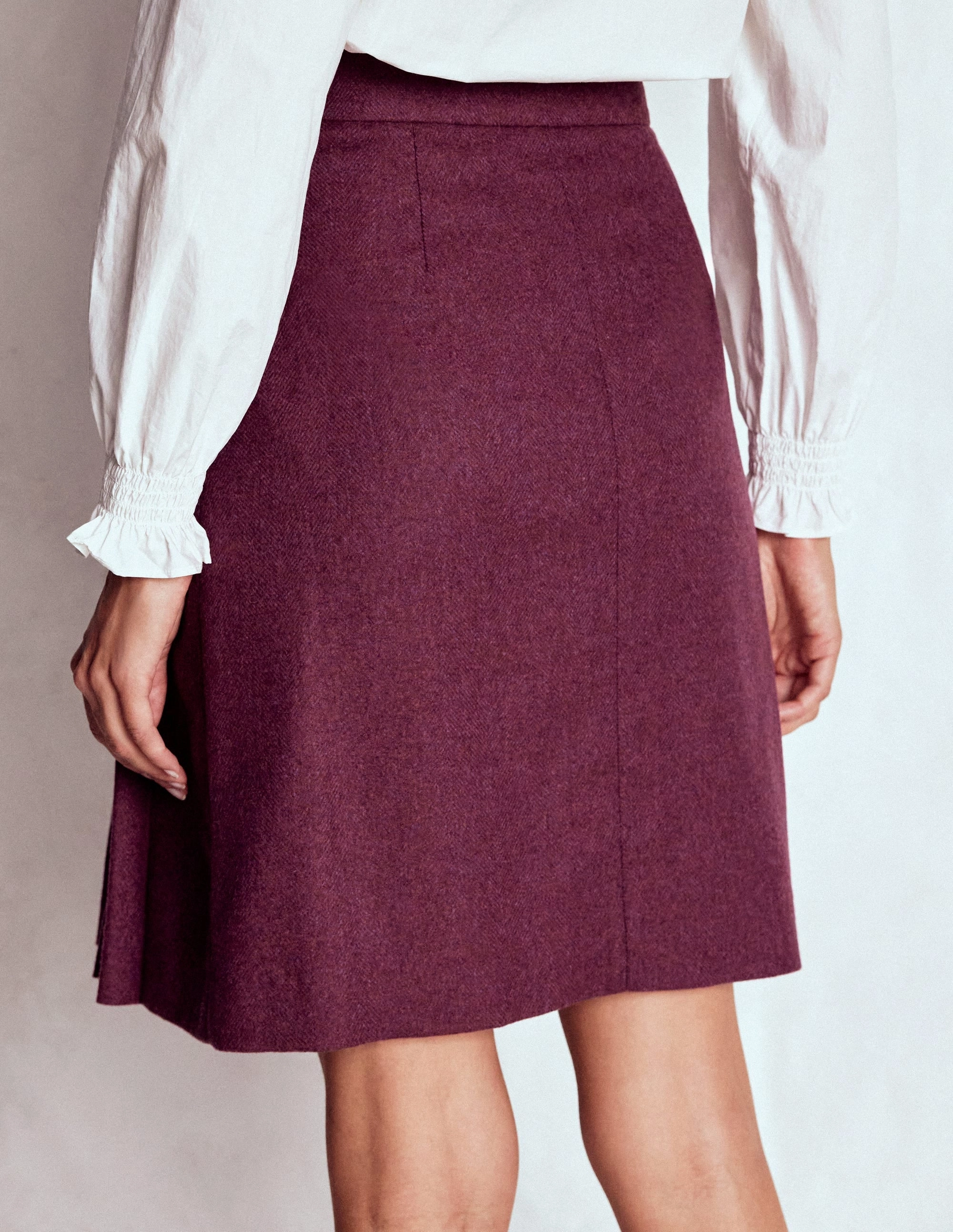 Helen Wool Kilt Skirt-Maroon and Purple Herringbone Asher Knee High Boots