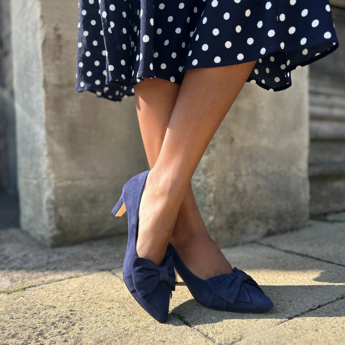 2 3 Inch High Heels Lori Extra-Wide Fit Court Shoe  Navy Suede