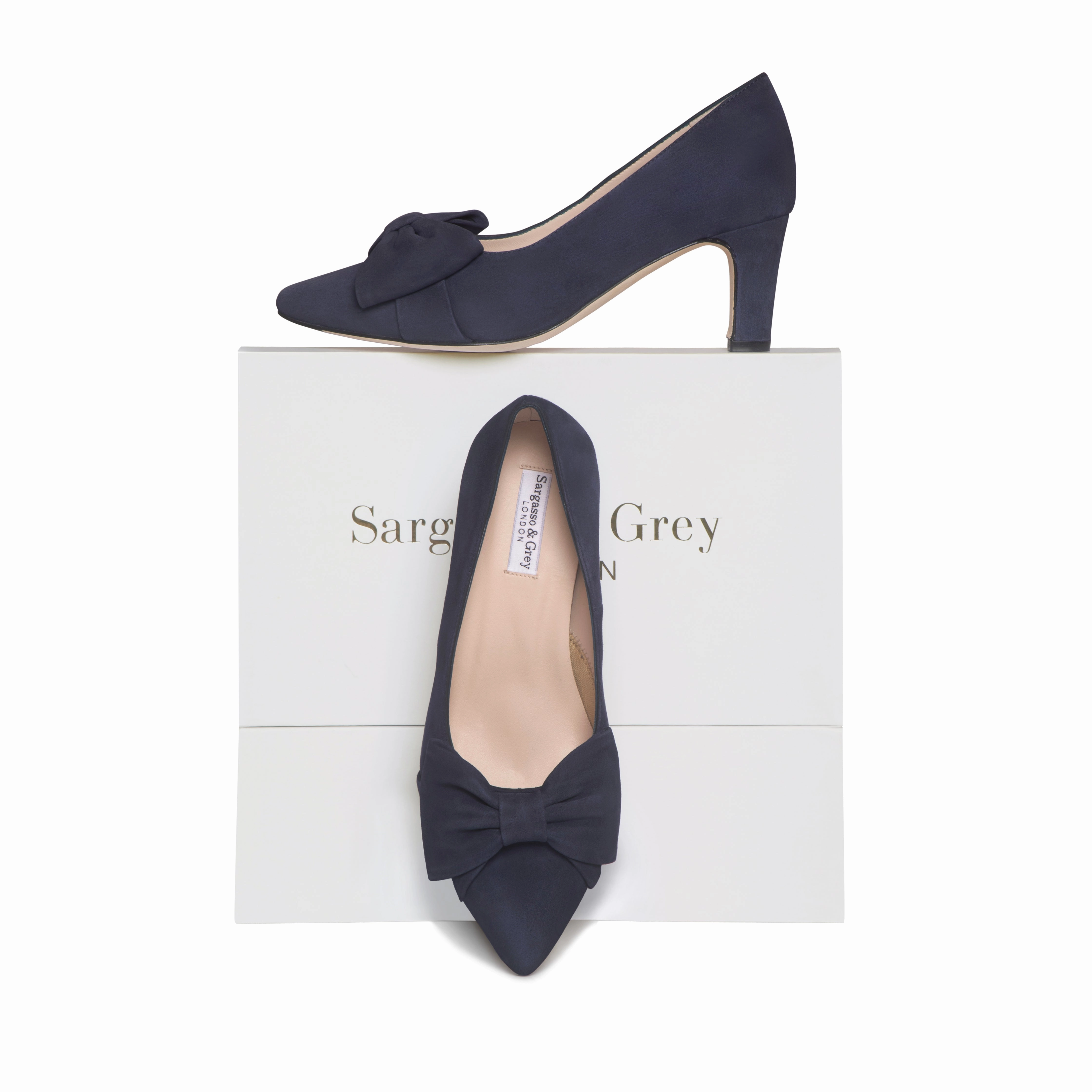 Lori Extra-Wide Fit Court Shoe  Navy Suede Patent Mary Jane High Heels