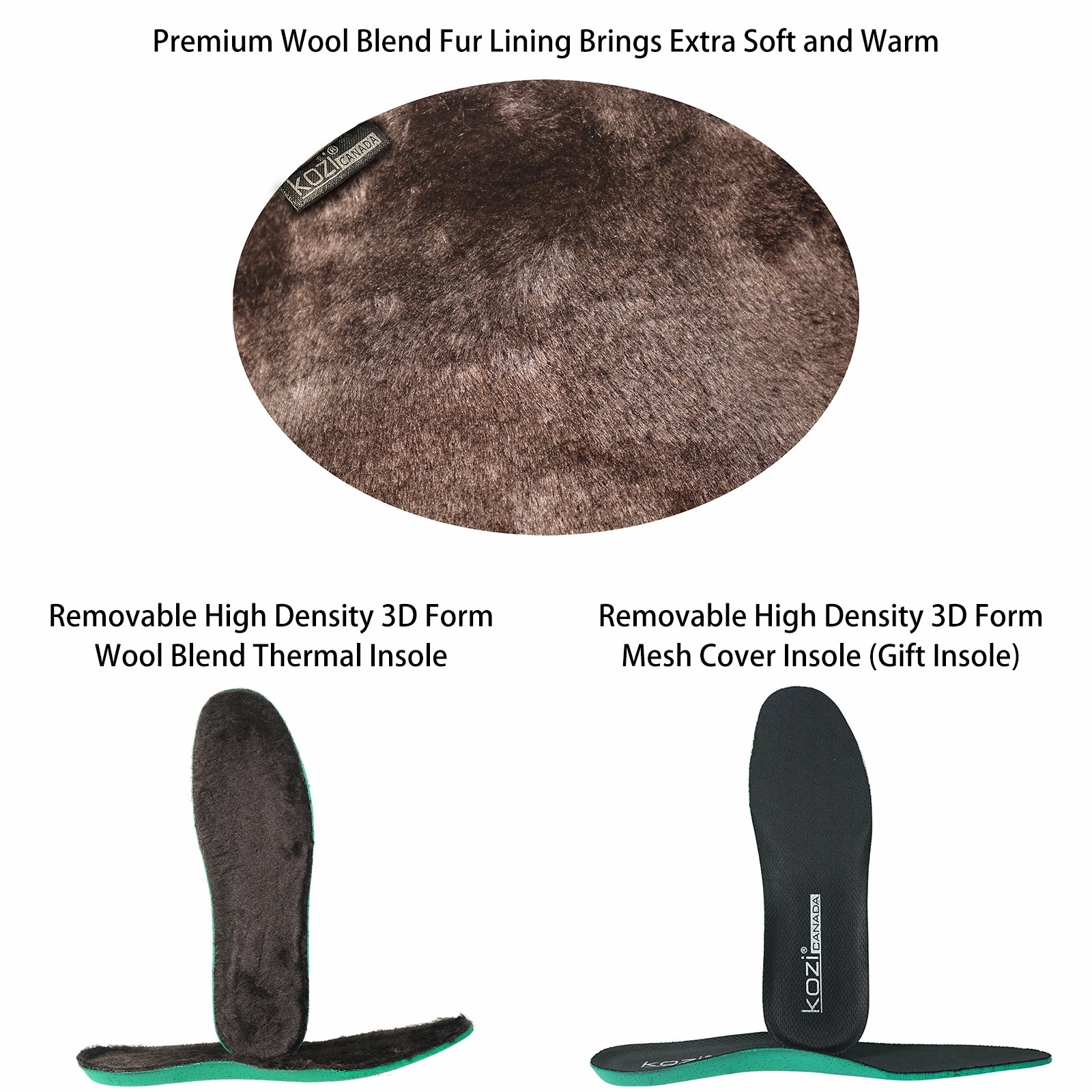 Above Knee Wide Calf Boots KOZI Canada Waterproof Women Boot HF2601 Ankle Winter Fur Casual Boot Brown