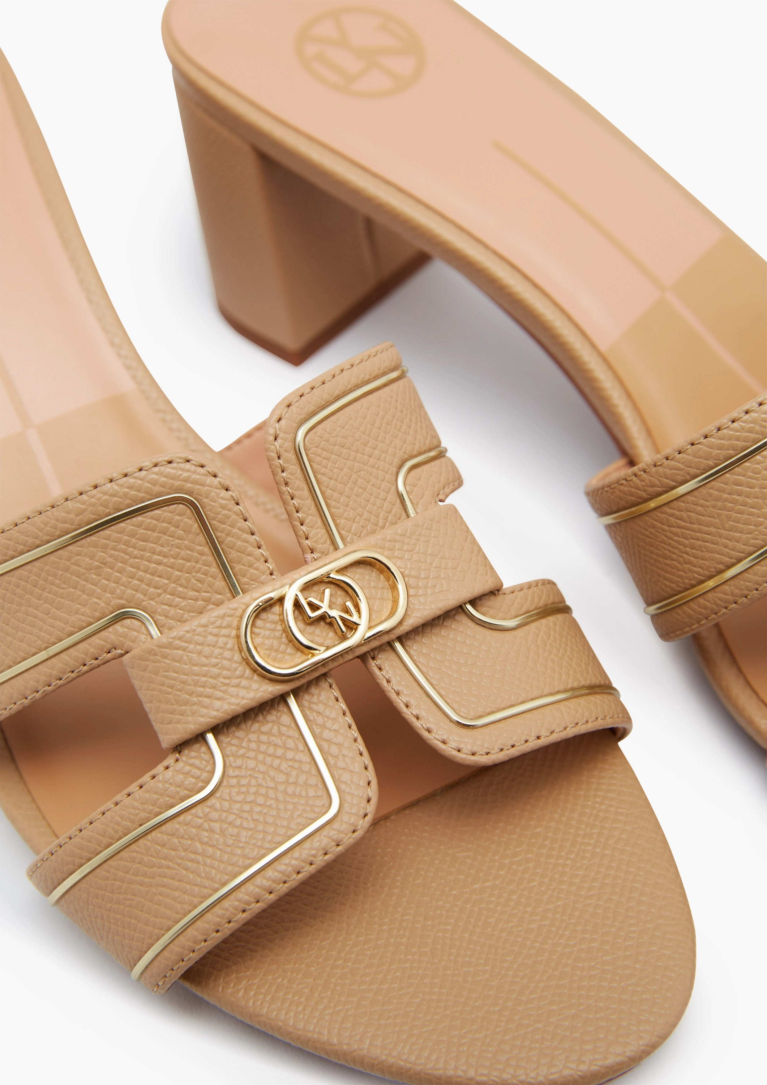 Wide Fit Platform High Heels Hey Mid Heel Sandals Beige