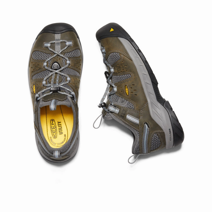 The North Face Vals Mid Leather Waterproof Hiking Boots Women's Atlanta Cool II ESD (Steel Toe)  |  Gargoyle/Blue Fog