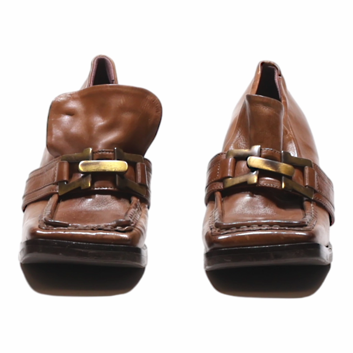 Walking Shoes Lace-up HISTORY 541 Block Heel Derby Shoes Brown Leather Womens UK 3