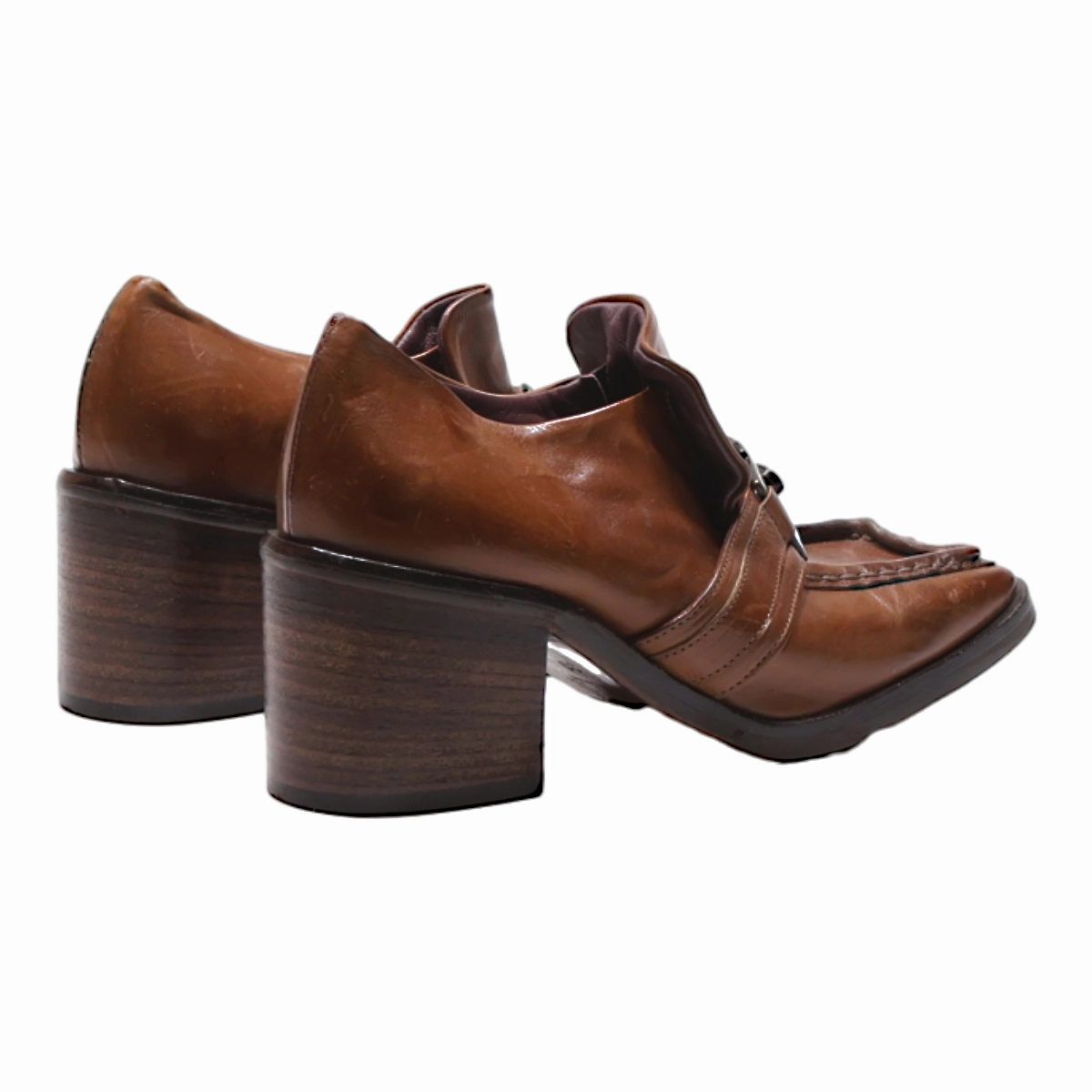 Oxford Lace-up Shoes HISTORY 541 Block Heel Derby Shoes Brown Leather Womens UK 3