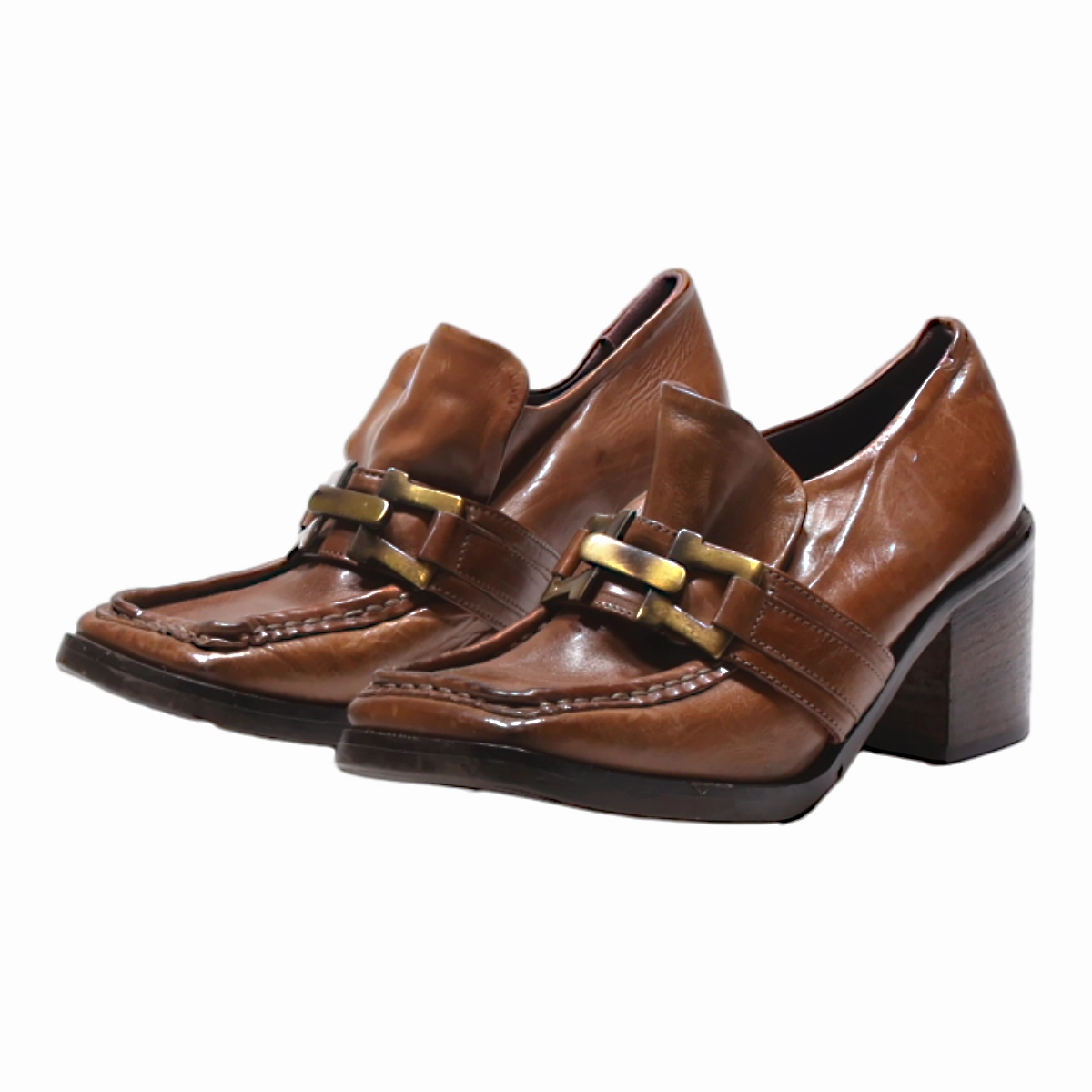 Legacy Derby Shoes HISTORY 541 Block Heel Derby Shoes Brown Leather Womens UK 3