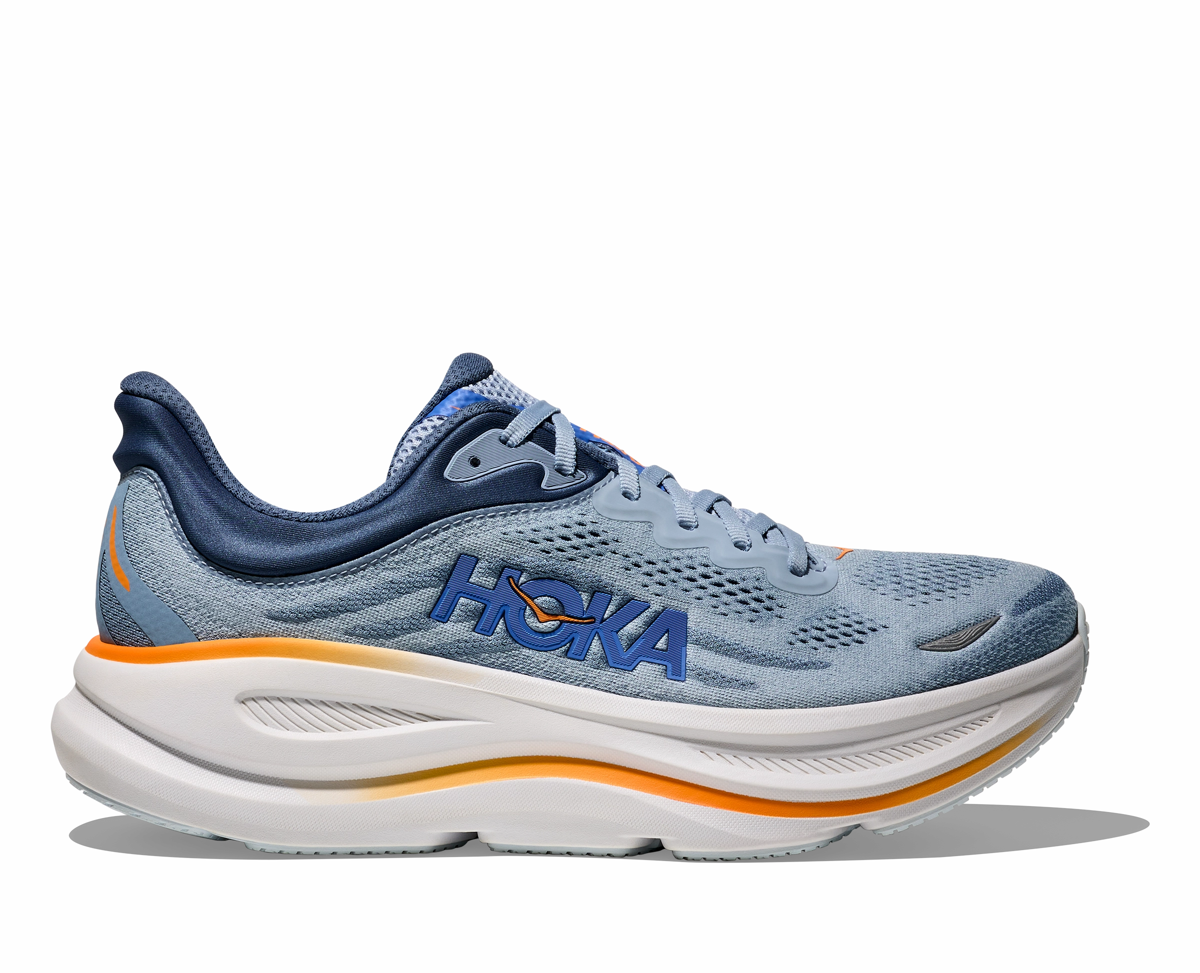 HOKA Men's Bondi 9 - DRIZZLE / DOWNPOUR (Wide) Charged Assert Running Shoe
