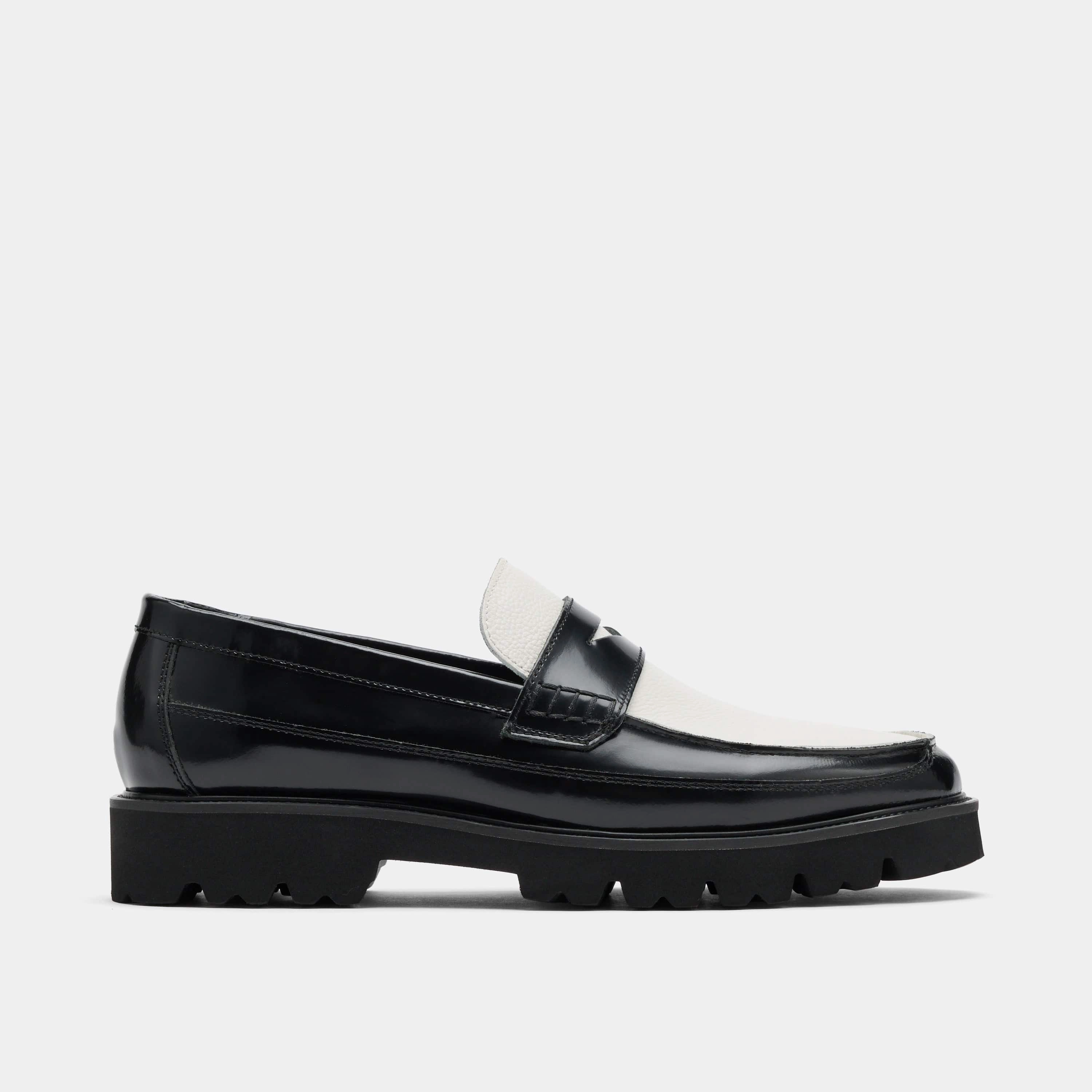 Adler Black/White Leather Lug Penny Loafers Our Legacy Loafers