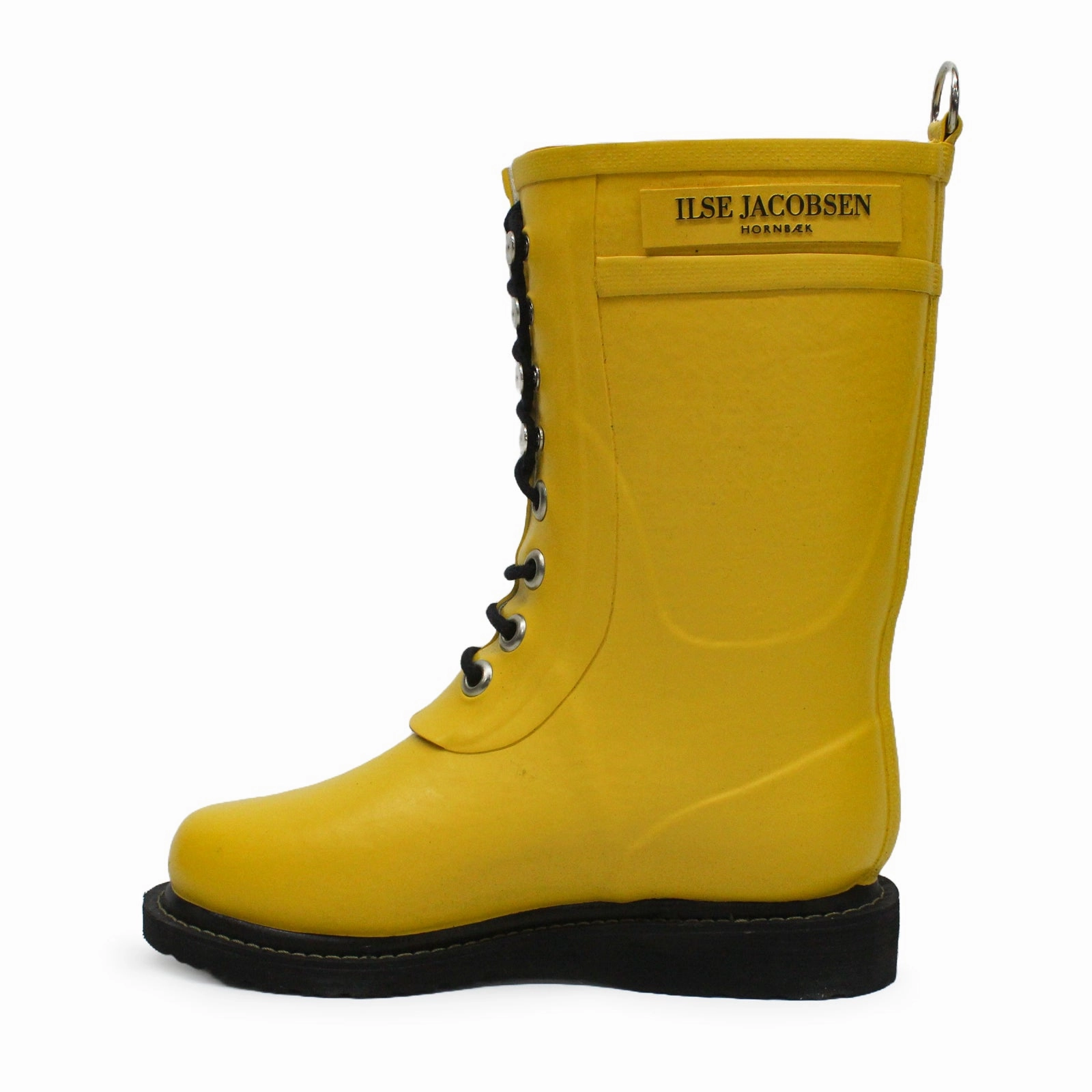 Ilse Jacobsen Rub15 Rubber Women's Mid Calf Cyber Yellow Boots Black Lace Up Boots