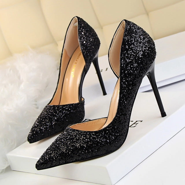 Worn Heels Women Pumps Extreme Sexy High Heels Women Shoes Thin Heels Female Shoes Wedding Shoes Gold Sliver White Ladies Shoes