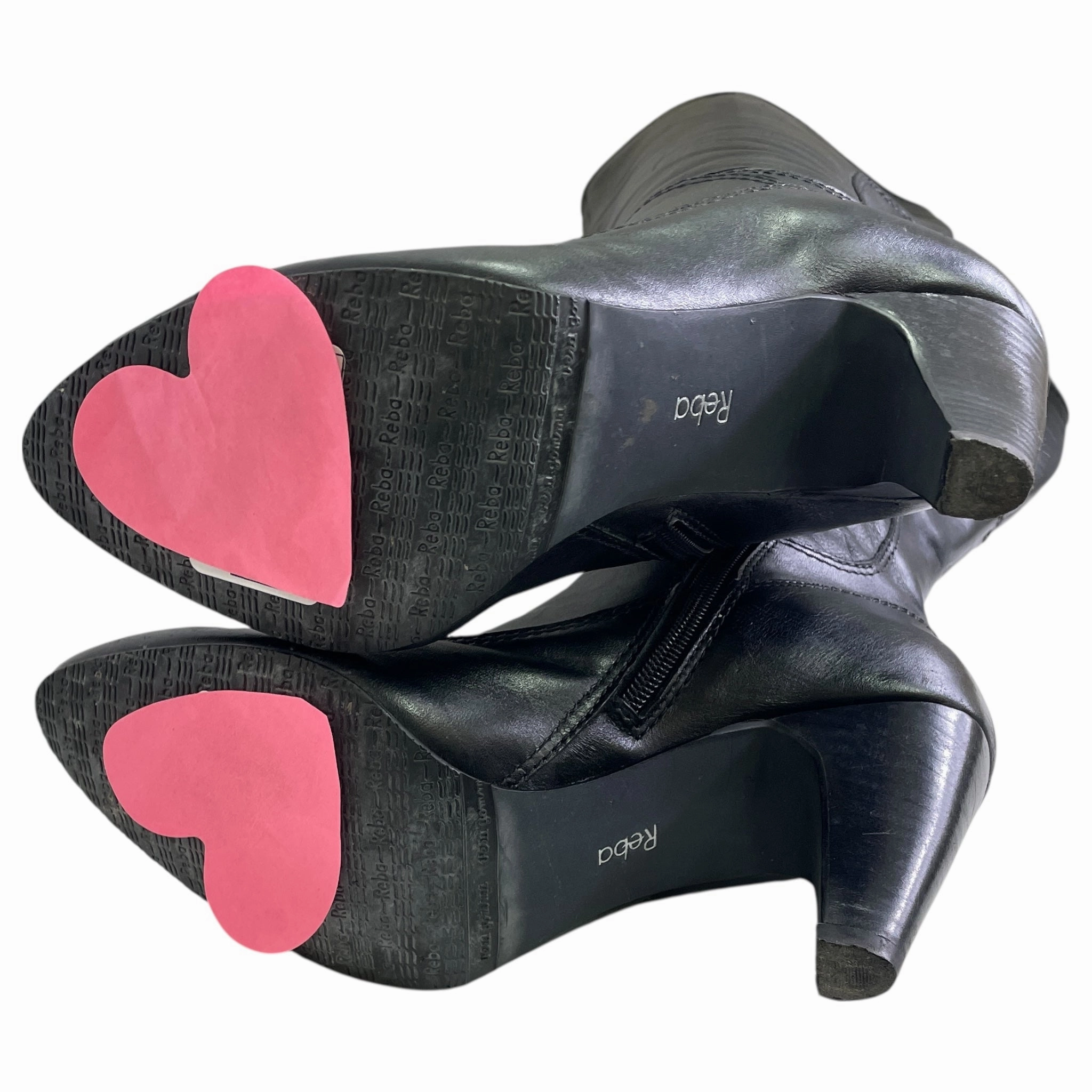 BOOTS KNEE HEELS by REBA In BLACK, Size: 8 High Heels On Table