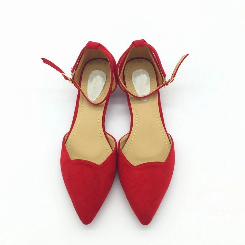 Sexy Women Buckle Strap Low Heels Pumps Toe Taping For High Heels