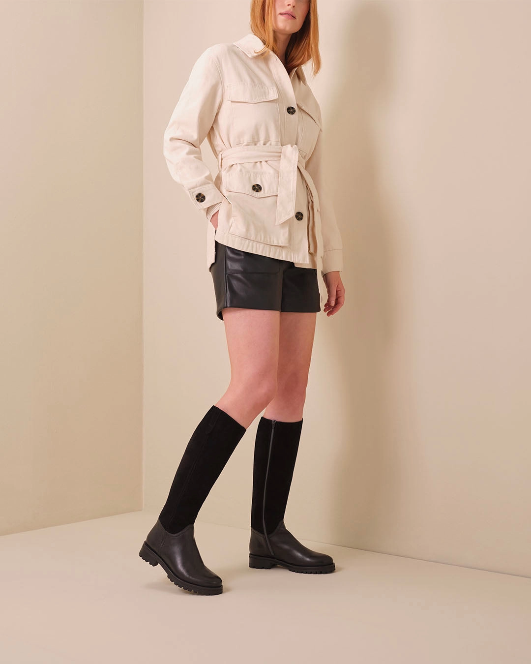 Jeane Knee High Boots in Black Suede