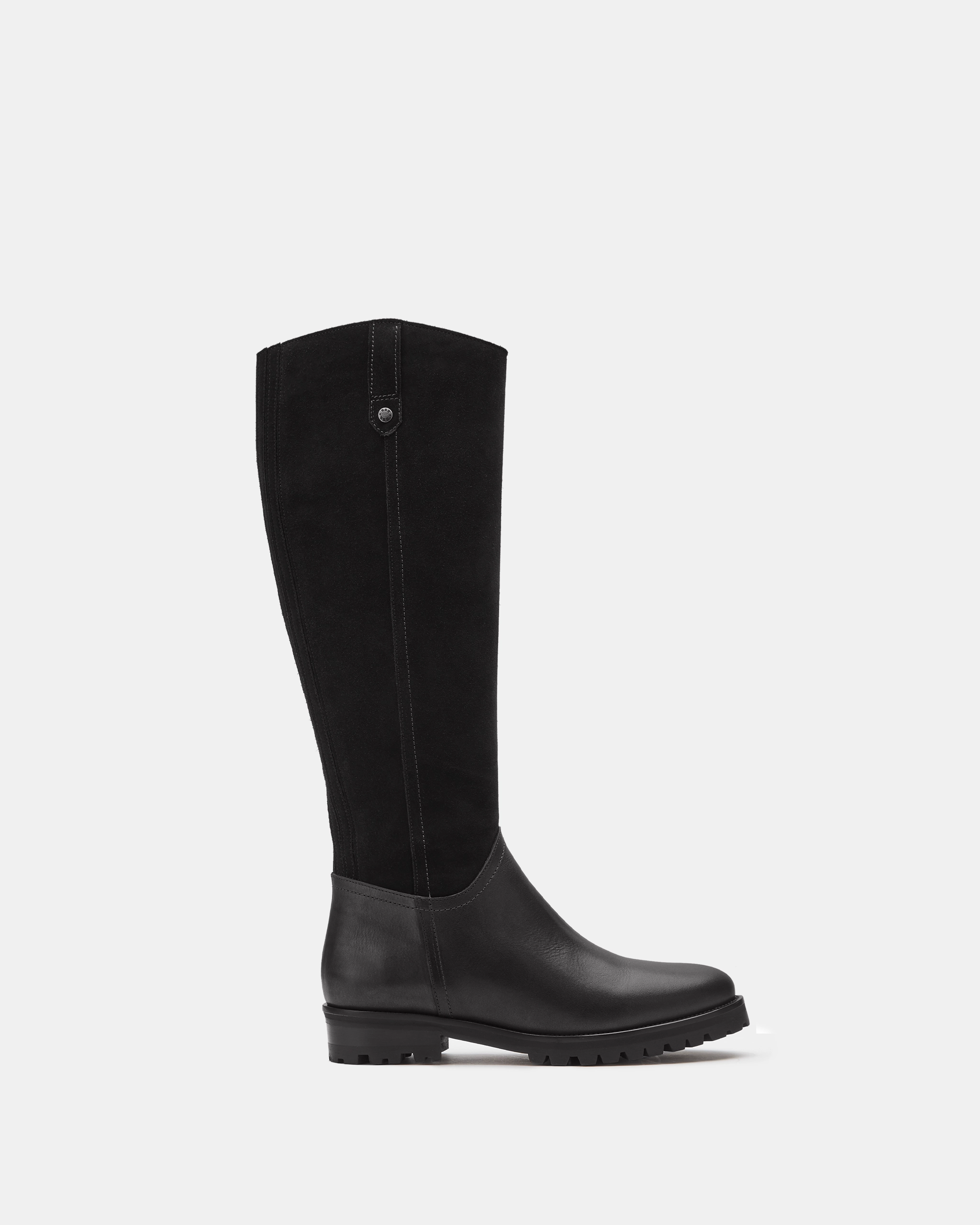 Jeane Knee High Boots in Black Suede Cowboy Style Knee High Boots