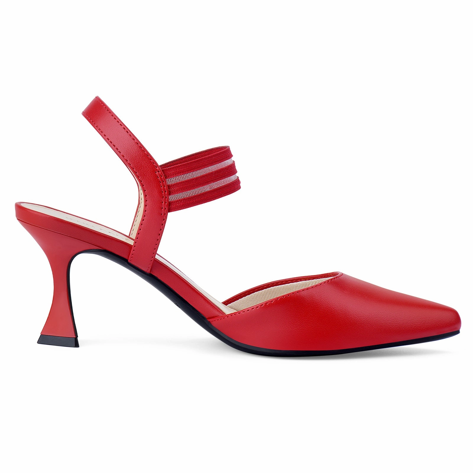JENN ARDOR Women's Closed Toe Kitten Heels SlingBack Pumps Elastic Ankle Strap Sandals Pointed Toe Wedding Prom Dress Shoes High Heel Work Boots