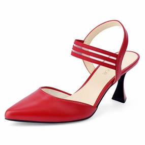 JENN ARDOR Women's Closed Toe Kitten Heels SlingBack Pumps Elastic Ankle Strap Sandals Pointed Toe Wedding Prom Dress Shoes Giantess High Heels