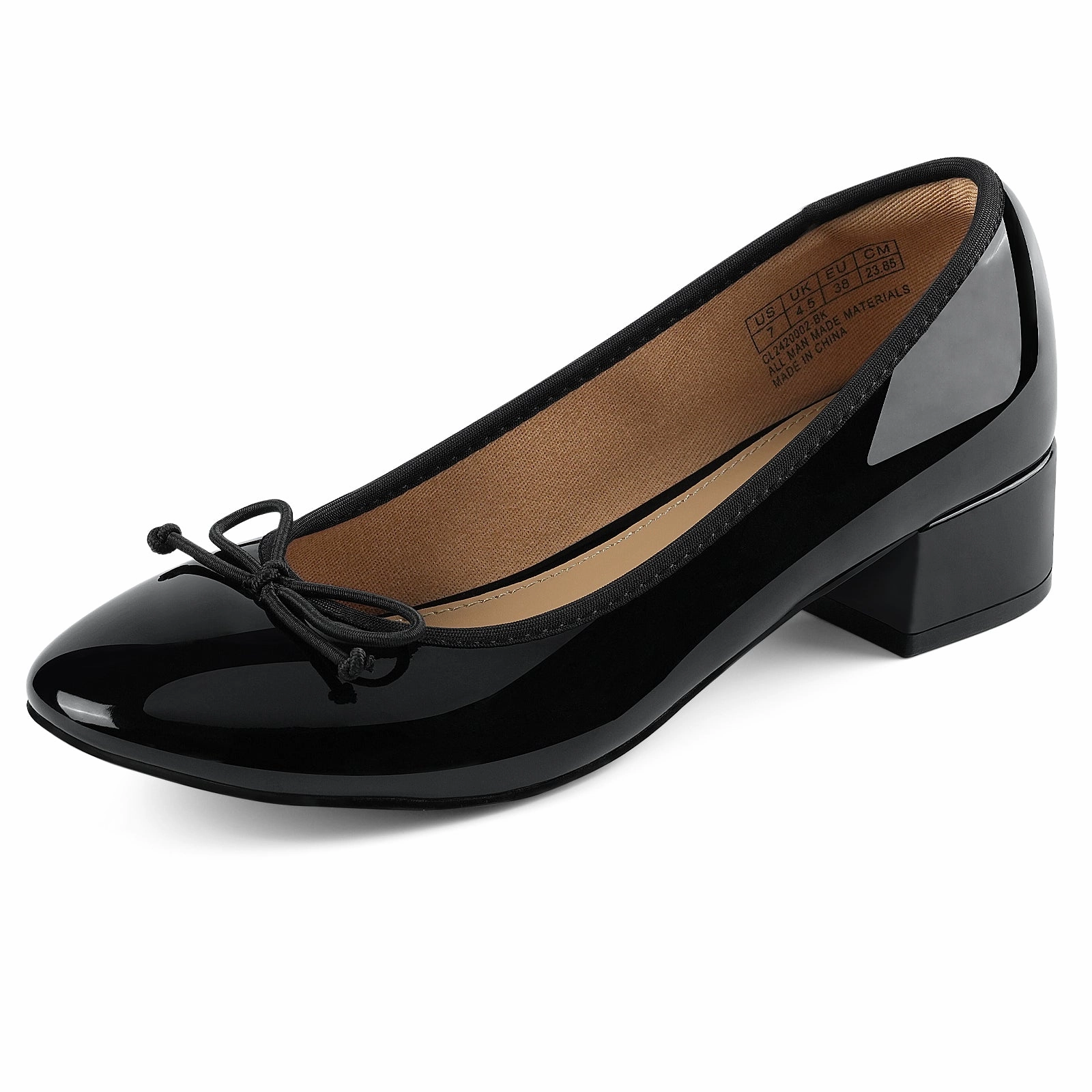 Custom High Heel Shoes JENN ARDOR Women's Cute Bow Knot Slip On Round Toe Low Chunky Heel Ballet Pumps