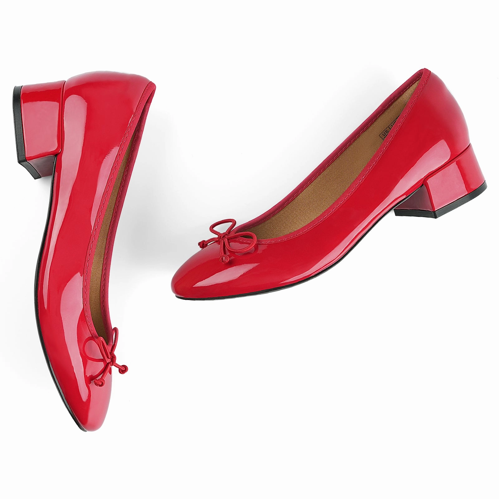 Guys High Heels JENN ARDOR Women's Cute Bow Knot Slip On Round Toe Low Chunky Heel Ballet Pumps