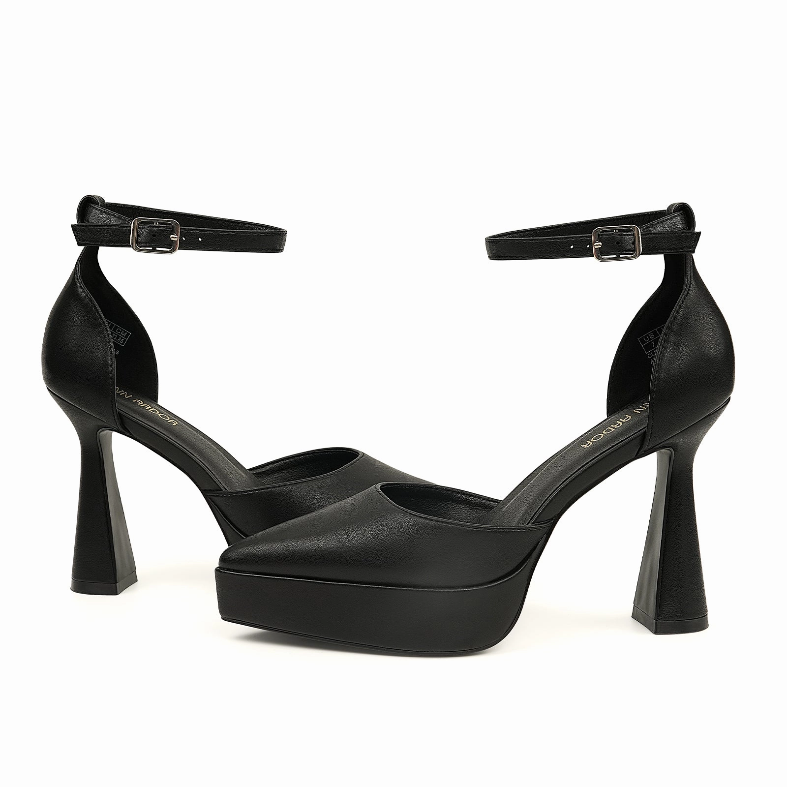 JENN ARDOR Womens 4.5 Inch Chunky Platform High Block Heels Pointed Toe Ankle Strap Dress Wedding Pumps