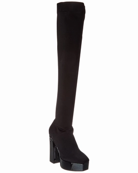 Spurs Boots Jimmy Choo Giome 140 Knit & Patent Platform Over-The-Knee Boot