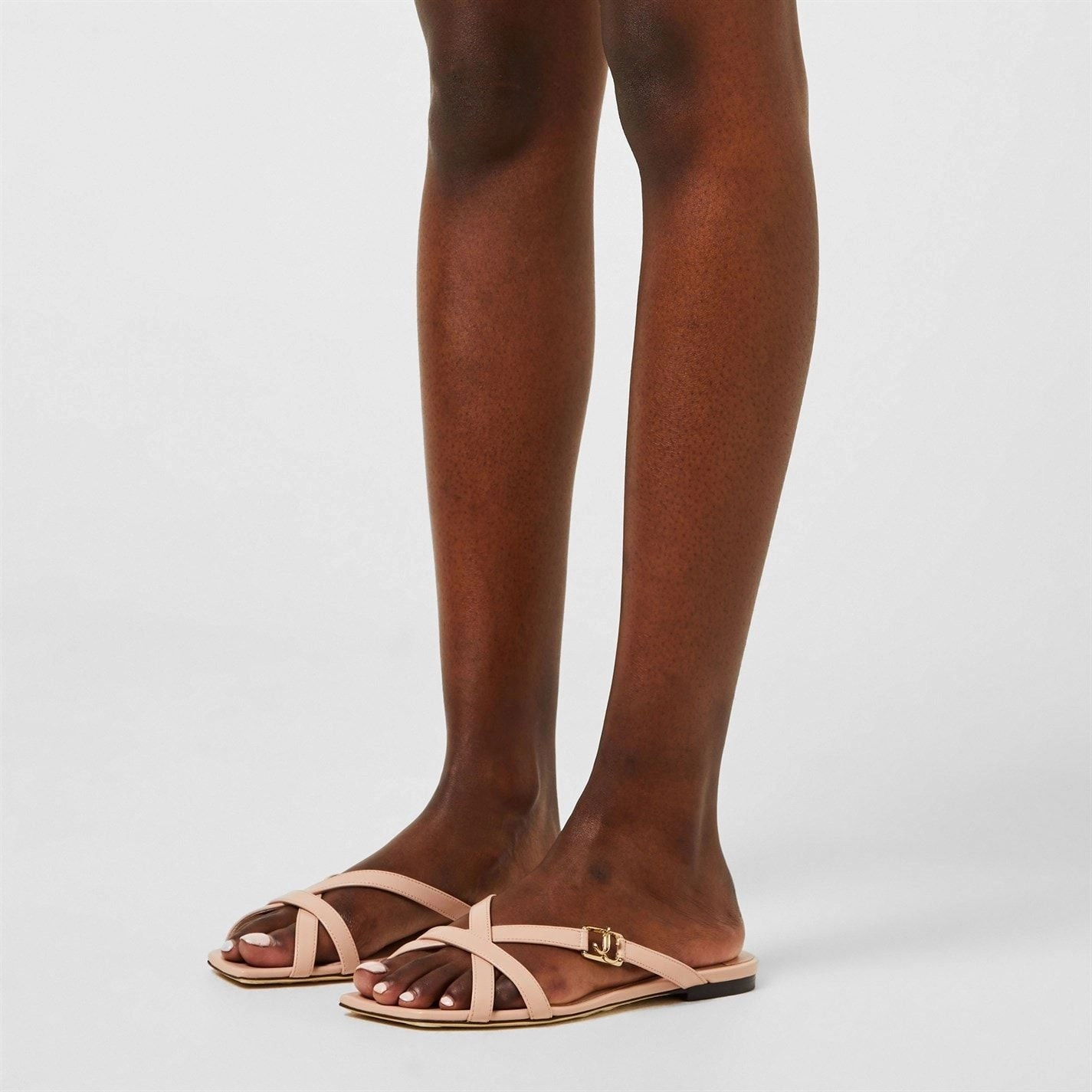 Jimmy Choo Jess Leather Crisscross Flat Sandals Macaron Unisa Shoes Flats